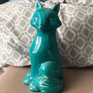 Large Teal Fox Figurine